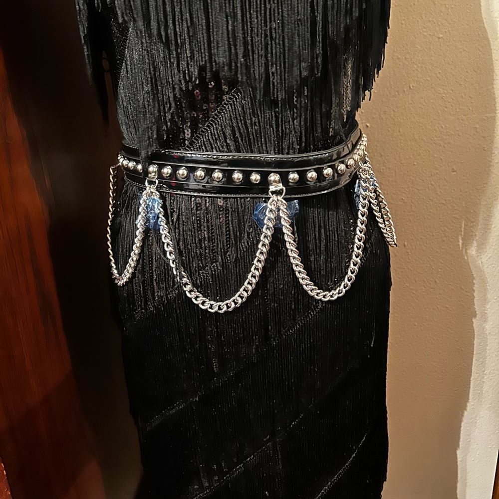 Killstar Silver& black Chain Belt with Black Accents